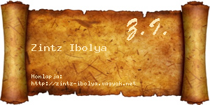 Zintz Ibolya névjegykártya